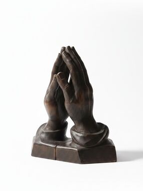 Vintage Handmade Wooden Praying Hands Bookends -One Of A Kind